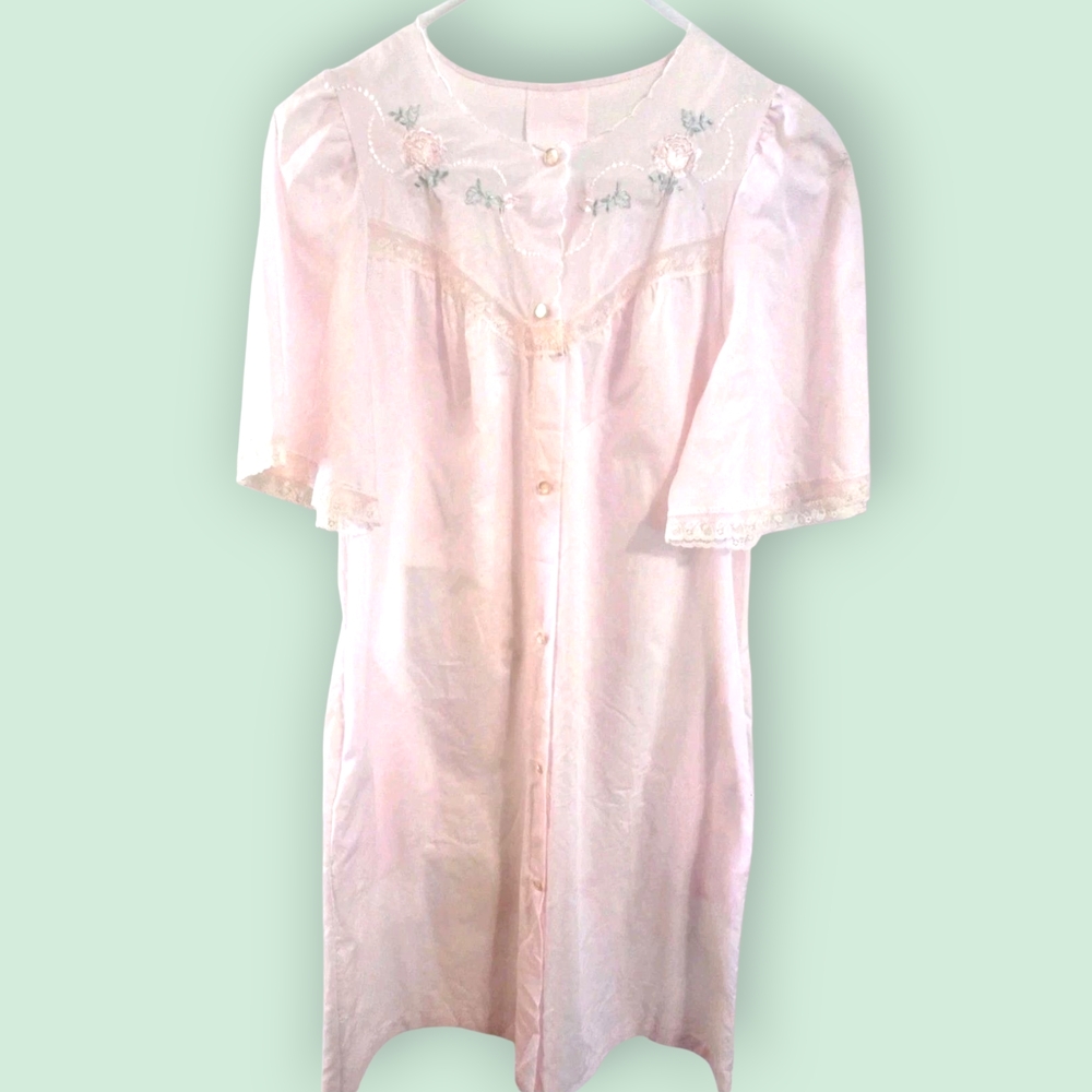 Elegant Pink Embroidered Nightgown